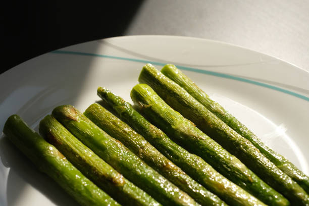 vegetarian food asparagus on a plate