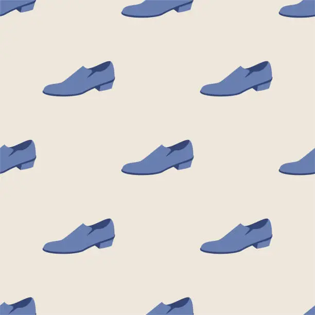 Vector illustration of шаблон для Seamless vector men's shoes pattern. Stylish footwear fashion element background for fabric, textile, cover etc.