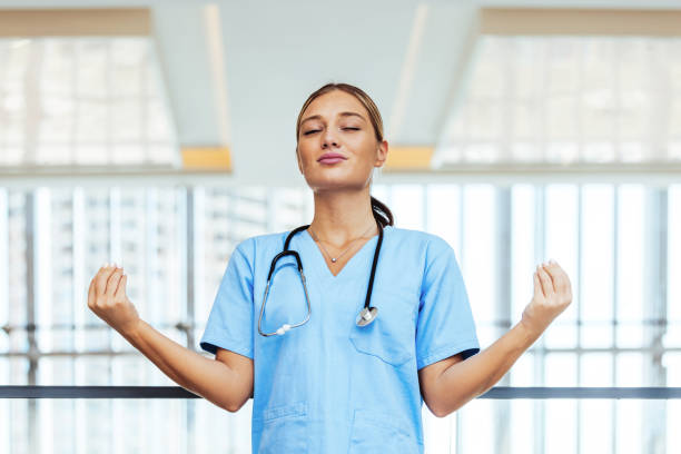 istock Medical nurse meditating 1410064259