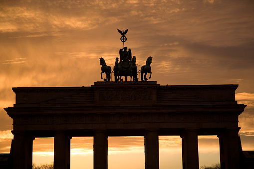 Brandenburg Gate is one of the most well-known landmarks of the city of Berlin in Germany