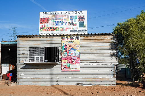 Convenience Store at Katutura Township near Windhoek in Khomas Region, Namibia, with a commercial sign visible.