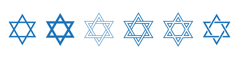 Star of David symbol. Jewish Israeli religious symbol. Judaism sign. Vector illustration