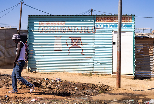 Hair Salon at Katutura Township near Windhoek in Khomas Region, Namibia, with people visible.