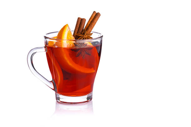istock Christmas mulled red wine mug isolated on white. Copy space 1410071991