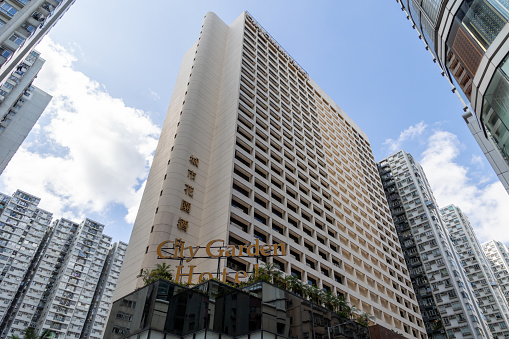 Hong Kong - July 21, 2022 : General view of the City Garden Hotel in North Point, Hong Kong.