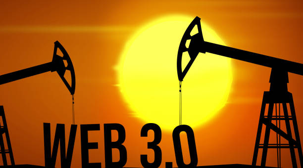 istock New web3 and web3.0 futuristic abstract background with oil machinery concept. 1410075623