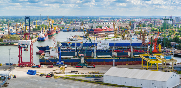Shipyard, aerial landscape