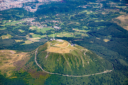 Massif central mountains in french Auvergne with puy de fancy, mont dore and puy de dome