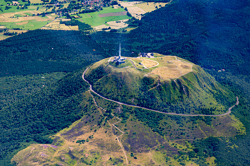 Massif central mountains in french Auvergne with puy de fancy, mont dore and puy de dome