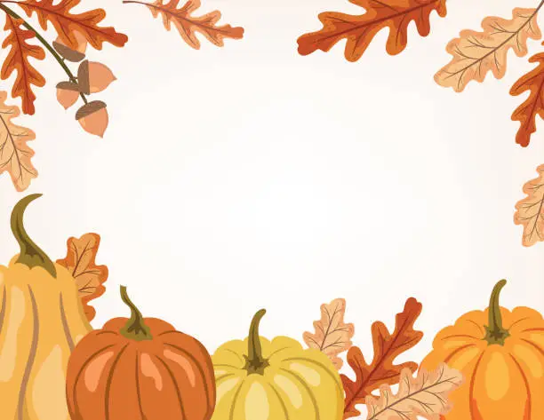 Vector illustration of Cute Colorful Autumn Pumpkin Background