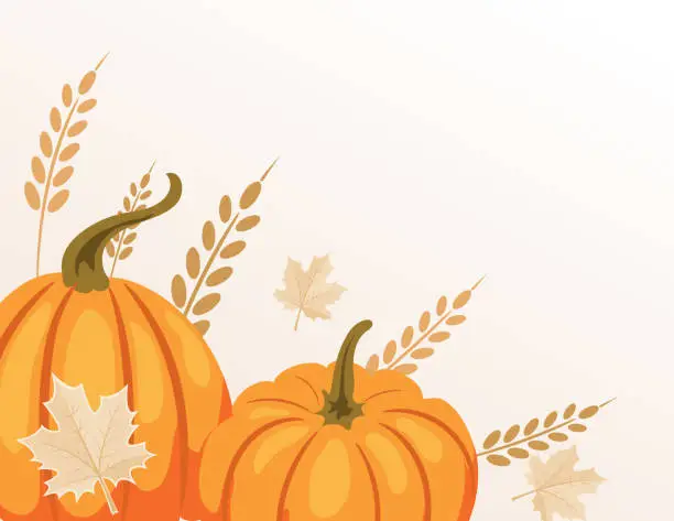 Vector illustration of Cute Colorful Autumn Pumpkin Background