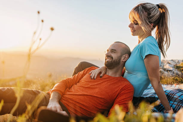 istock Happy couple enjoying the view 1410082980