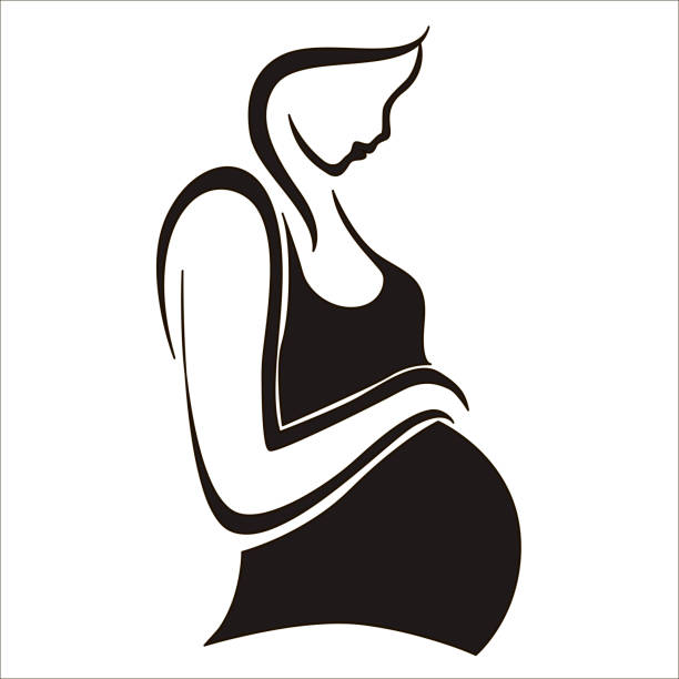 Pregnant Woman Silhouette Continuous Line Pregnant Woman Silhouette Continuous Line pregnant clipart stock illustrations