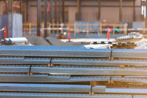 Western USA Construction Building Products and Materials and Infrastructure Corrugated Flooring and Roofing Metal Background Photo Series