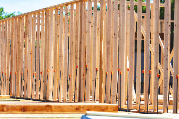 istock Wood Framed Structure Walls - Construction Building Products and Materials Background Photo Series 1410090277