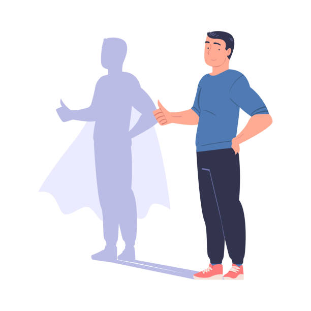 istock Shadow of Man Superhero Character Standing and Smiling Vector Illustration 1410091062