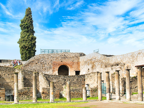 A photograph of the ruins of the Roman city of Pompeii