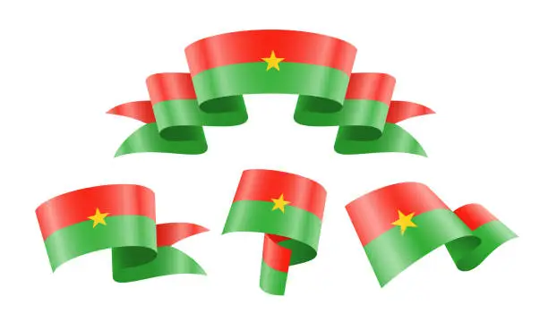Vector illustration of Burkina Faso - collection of waving country flags.