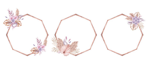 ilustrações, clipart, desenhos animados e ícones de conjunto de arcos de casamento aquarela - flower backdrop nature leaf