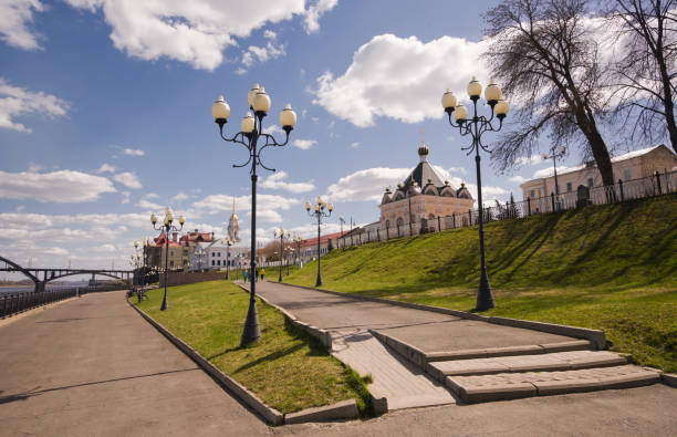 Embankment of the city of Rybinsk. Russia stock photo