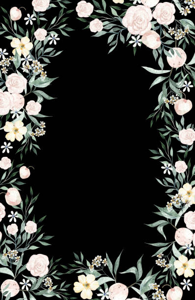 istock Watercolor  wedding card with flowers and leaves. 1410100512
