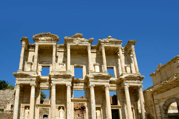 istock Archaeological column detail from Ephesus Celsus Library exterior 1410102622