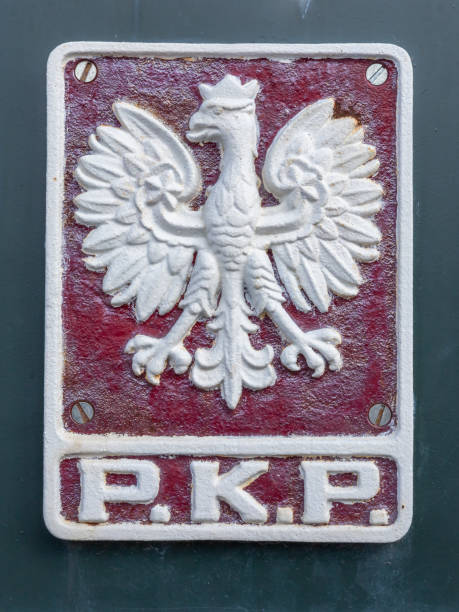 polish state railway (pkp) emblem. - collectors car antiquities ancient past imagens e fotografias de stock