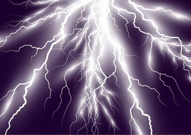 Image of realistic lightning. Flash of thunder