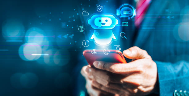 businessmans hand with digital chatbot ai artificial intelligence technology access to