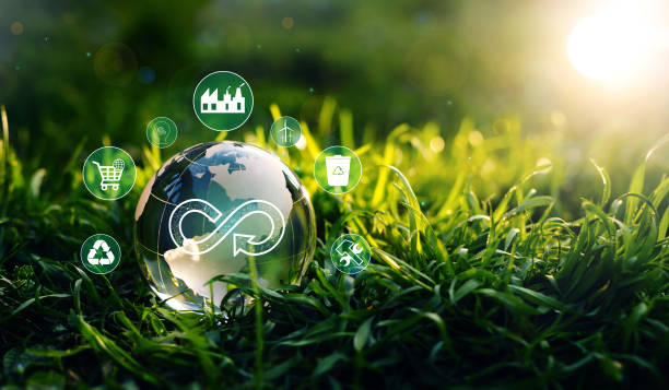 istock Circular economy concept. Renovating,sharing,reusing and recycling existing materials and products as much possible. 1410112386