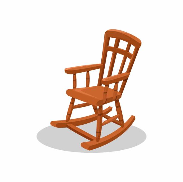 illustrazioni stock, clip art, cartoni animati e icone di tendenza di simbolo di illustrazione del simbolo del simbolo della sedia a dondolo in legno - sedia a dondolo