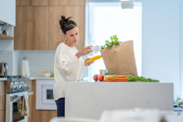 istock Woman Reviewing Grocery Bill 1410116176