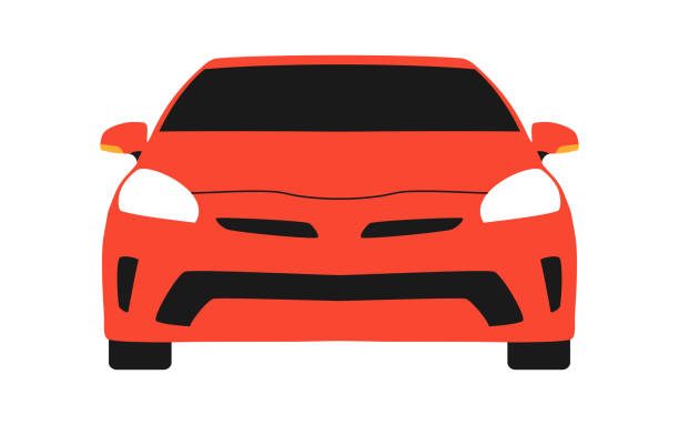 ilustrações, clipart, desenhos animados e ícones de vetor do carro vista frontal cor vermelha - taxi car three dimensional shape isolated