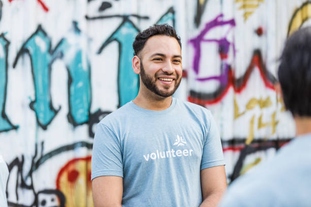istock Male volunteer is excited to help 1410117401