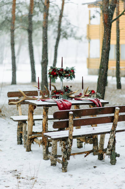 istock Winter Wedding decor with red roses 1410117715