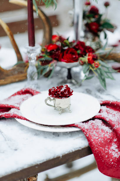 istock Winter Wedding decor with red roses 1410117808