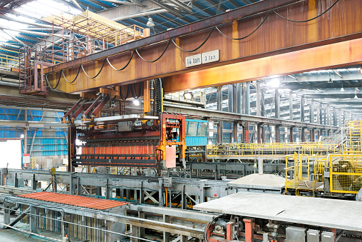 Production of copper cathodes at an electrowinning plant in a copper mine in Chile