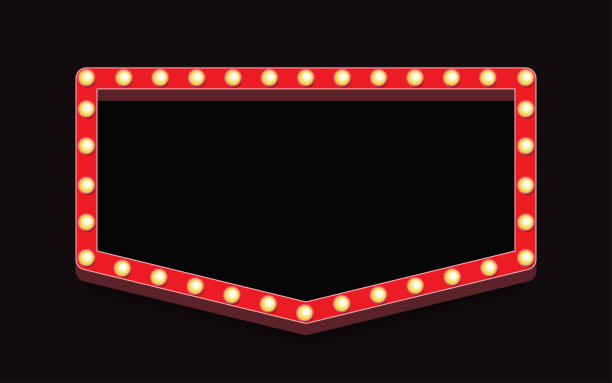 illustrazioni stock, clip art, cartoni animati e icone di tendenza di retro lightbox cornice vettoriale stile realistico - theatrical performance stage theater broadway curtain