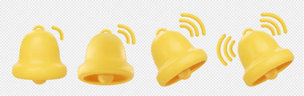3d realistic vector Notification bell icons. Yellow golden alert bell. ringing bell 3d reminder vector. vector art illustration