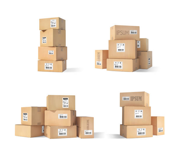 rgb - cardboard box box open carton stock illustrations