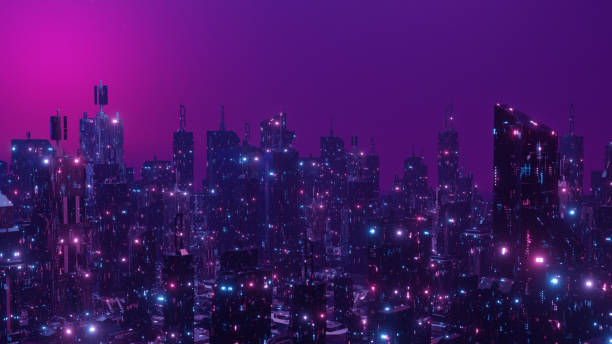 istock Metaverse city and cyberpunk concept, 3d render 1410133545