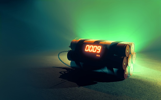 Image of a time bomb Timer counting down to detonation 3d render