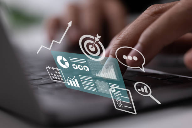 istock Accounting, analysis, audit, research, results. clipboard, report, target, calendar, magnifier. Financial Report. Laptop with graphs and charts on the screen. 1410139627