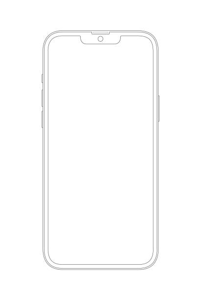 stockillustraties, clipart, cartoons en iconen met realistic similar outline iphone mobile phone mockup, white screen smart phone template. cut out phone vector stock. - iphone