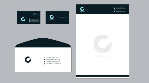 Vector illustration of stationary branding template, envelope business card and latter head vector graphic set.