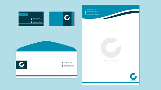 stationary branding template, envelope business card and latter head vector graphic set.