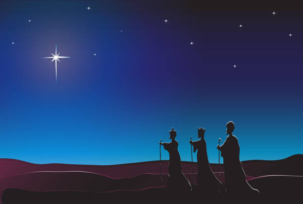 trzech kings - gift blue christmas religious celebration stock illustrations