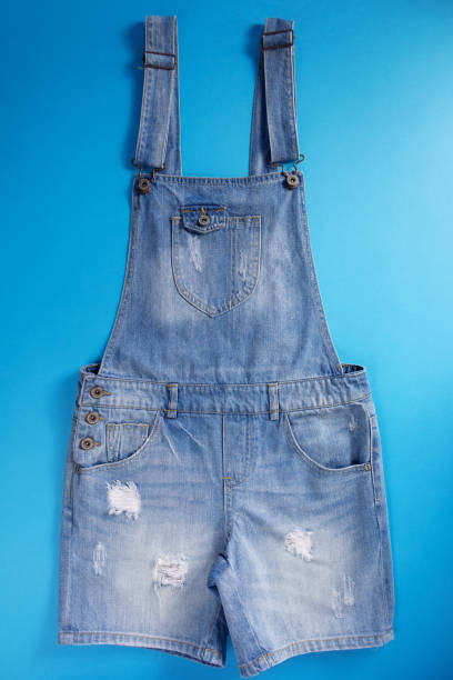 Blue jeans overall denim on blue background