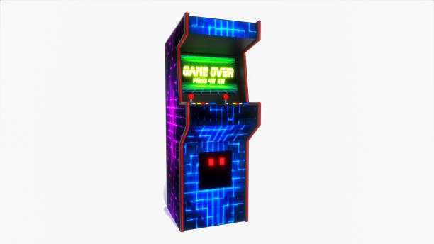 uma máquina de caça-níqueis de arcade (renderização 3d) - amusement arcade - fotografias e filmes do acervo