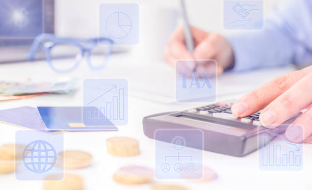 istock Woman's hand on calculator and business growth 1410160003